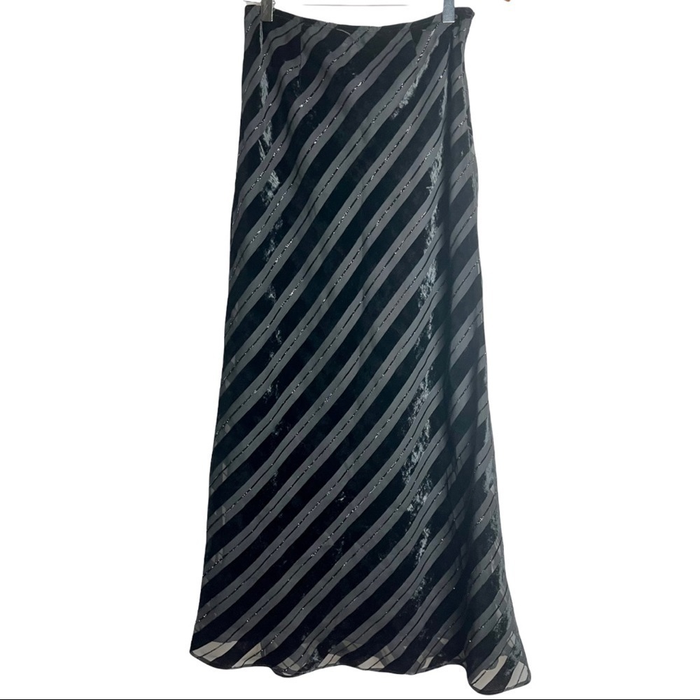 Cachet Black Velvet Glitter Maxi Skirt Size 4